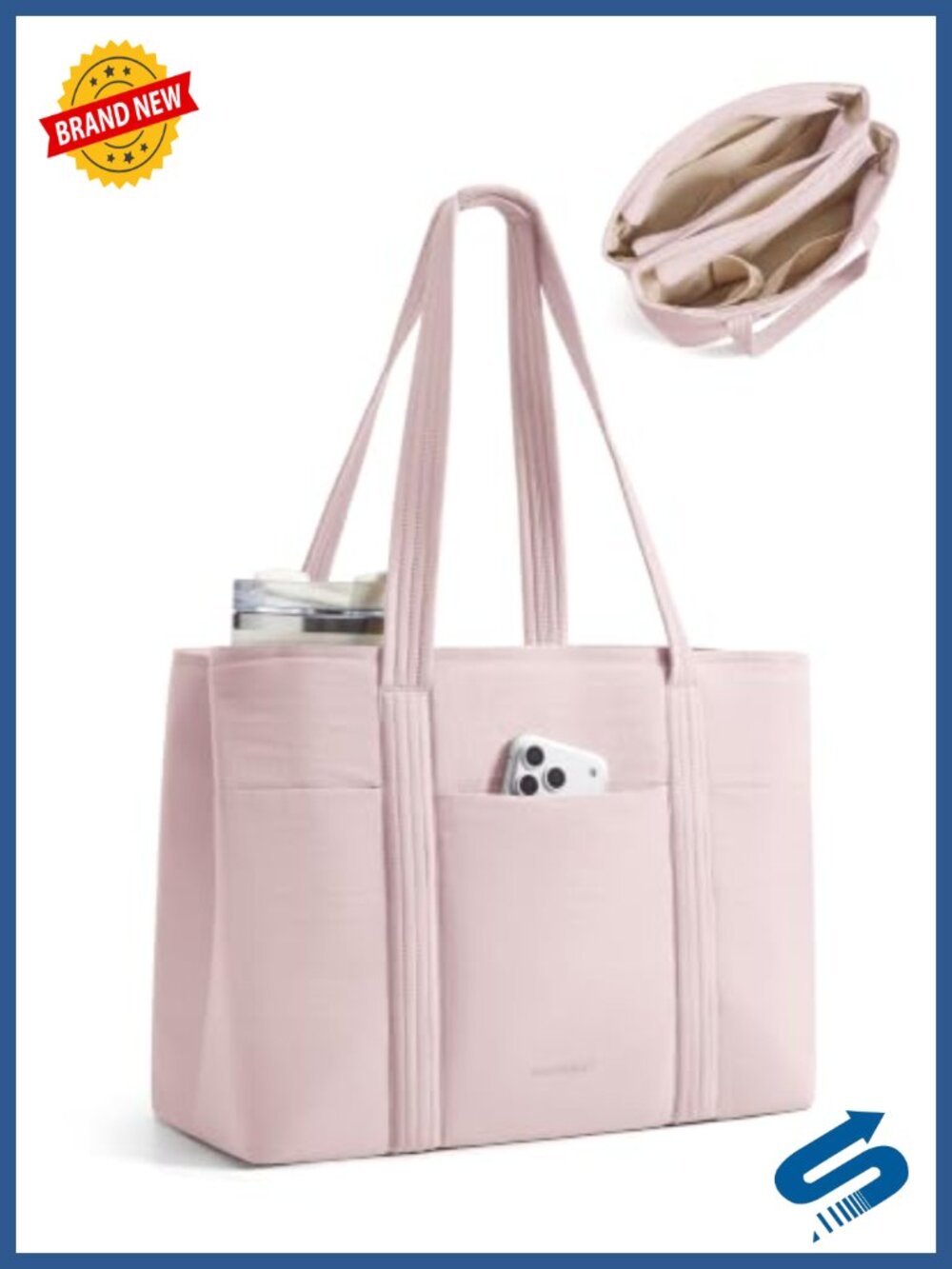 Women's Water-Resistant 3-Compartment Work Tote Bag